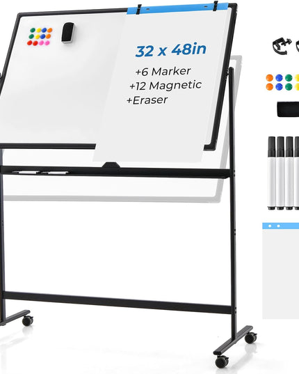 Double-Sided Magnetic Dry Erase Mobile Whiteboard - Giantex