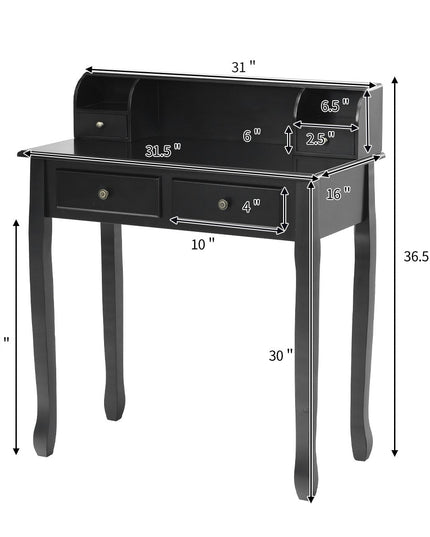 Writing Desk with 4 Drawers, Removable Floating Organizer