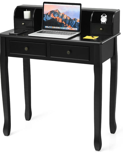 Writing Desk with 4 Drawers, Removable Floating Organizer
