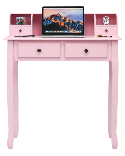 Writing Desk with 4 Drawers, Removable Floating Organizer