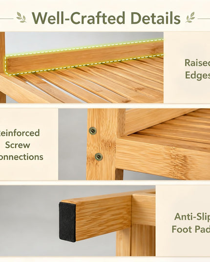 GIANTEX 5-Tier Bamboo Plant Stand Ladder Shelf with Storage Basket