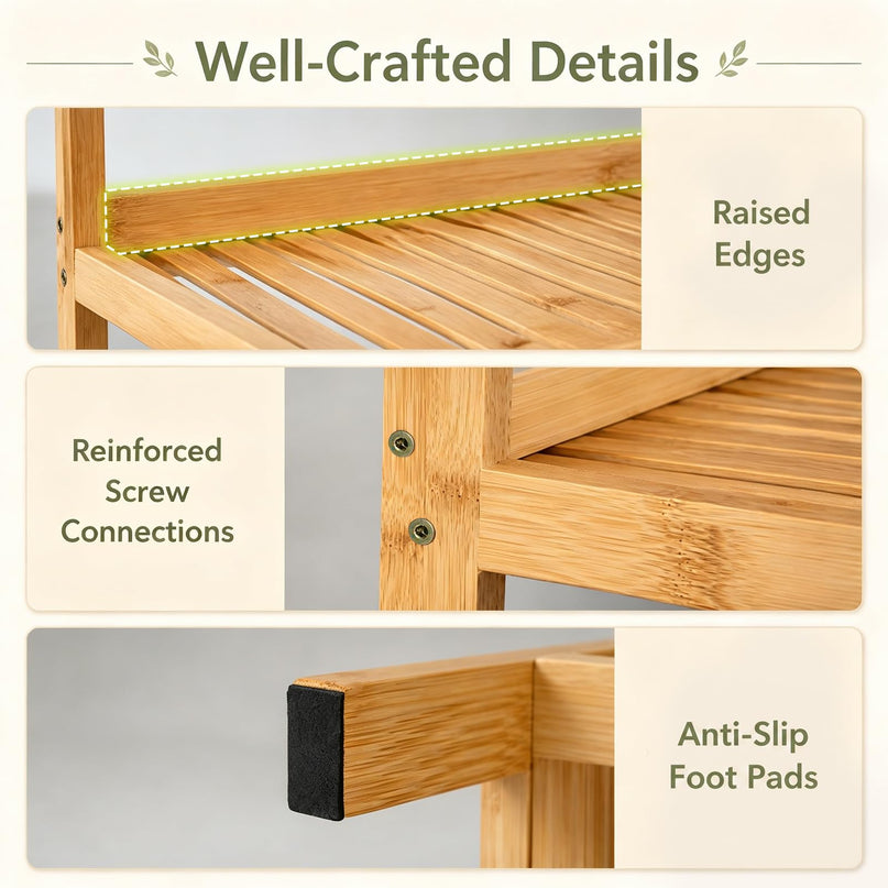 GIANTEX 5-Tier Bamboo Plant Stand Ladder Shelf with Storage Basket