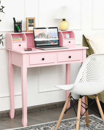 Writing Desk with 4 Drawers, Removable Floating Organizer
