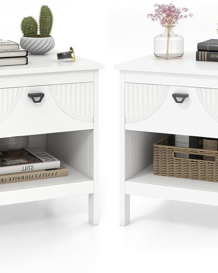 Giantex Modern Nightstand with Drawer with Storage for Bedroom Small Place