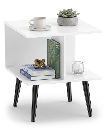 Giantex 2-Tier Modern Bedside Sofa End Table with 2 Storage Compartments (1/2)