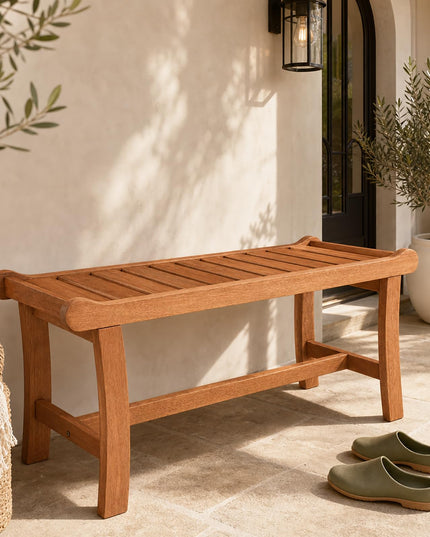 GIANTEX 2-Person Outdoor Wood Benches with Slatted Seats