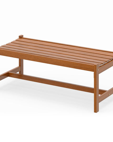 Giantex Solid Wood Patio Bench Backless Outdoor Bench with Curved Slatted Seat