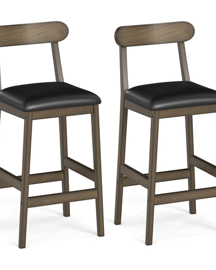 Giantex 29.5" Upholstered Bar Height Stools with Rubber Wood Legs Set of 2/4