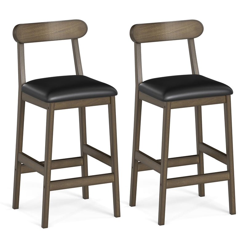 Giantex 29.5" Upholstered Bar Height Stools with Rubber Wood Legs Set of 2/4