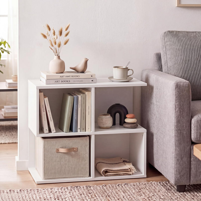 Giantex 4-Cube Book Shelf | 17" Modern S-Shaped Couch End Sofa Side Table with Storage (1/2)