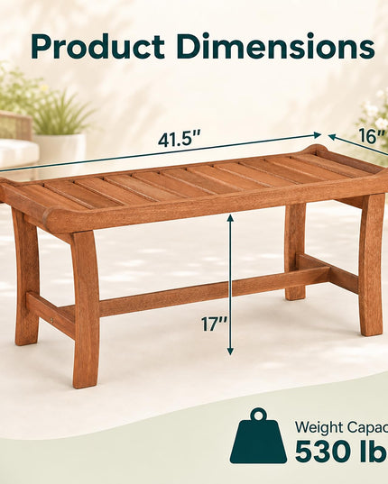 GIANTEX 2-Person Outdoor Wood Benches with Slatted Seats