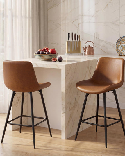 GIANTEX 24 Inch Faux Leather Upholstered Bar Stools Set of 2/4