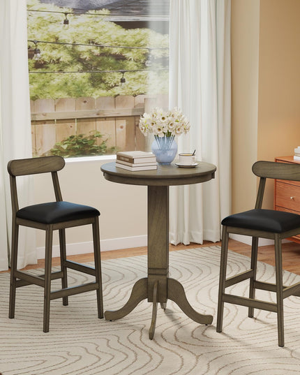 Giantex 29.5" Upholstered Bar Height Stools with Rubber Wood Legs Set of 2/4