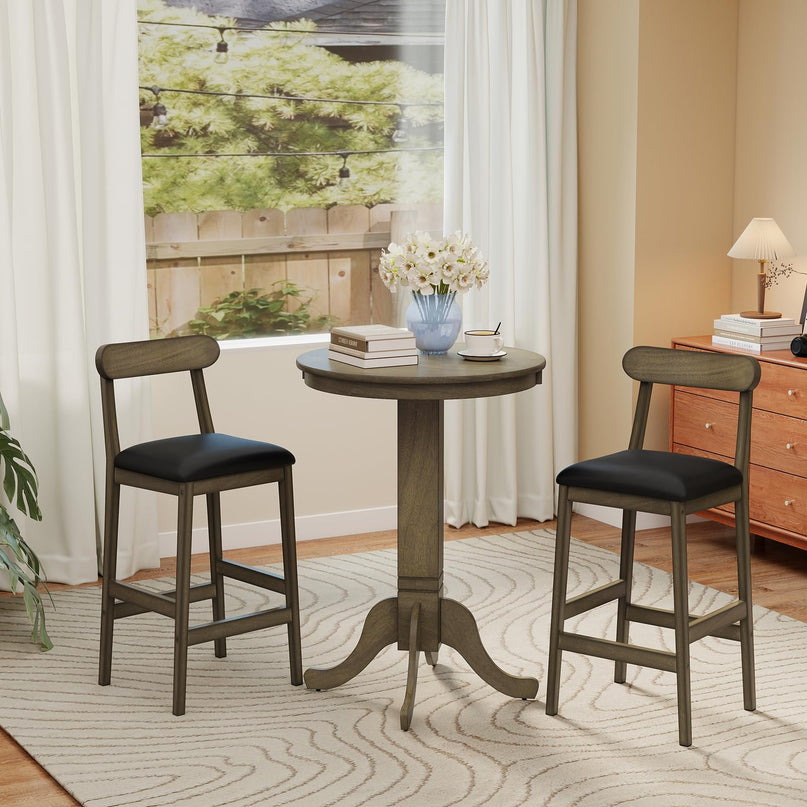 Giantex 29.5" Upholstered Bar Height Stools with Rubber Wood Legs Set of 2/4