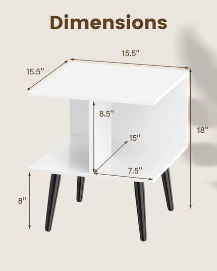 Giantex 2-Tier Modern Bedside Sofa End Table with 2 Storage Compartments (1/2)