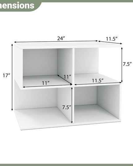 Giantex 4-Cube Book Shelf | 17" Modern S-Shaped Couch End Sofa Side Table with Storage (1/2)