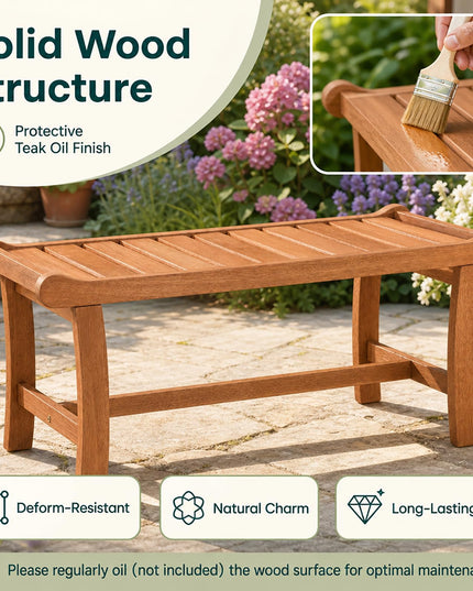 GIANTEX 2-Person Outdoor Wood Benches with Slatted Seats
