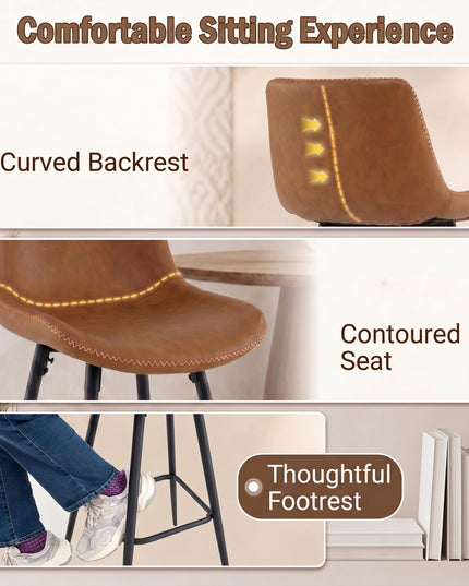 GIANTEX 24 Inch Faux Leather Upholstered Bar Stools Set of 2/4