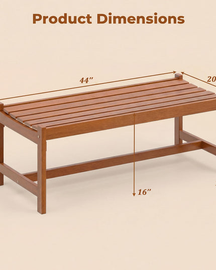 Giantex Solid Wood Patio Bench Backless Outdoor Bench with Curved Slatted Seat