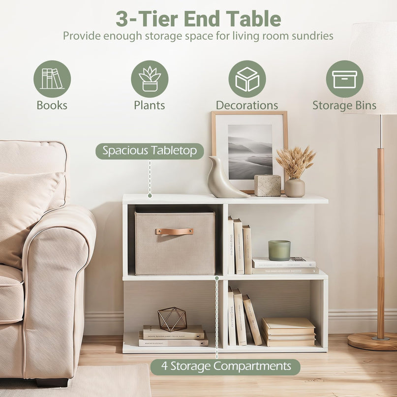 Giantex 4-Cube Book Shelf | 17" Modern S-Shaped Couch End Sofa Side Table with Storage (1/2)