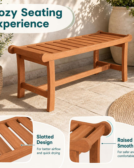 GIANTEX 2-Person Outdoor Wood Benches with Slatted Seats