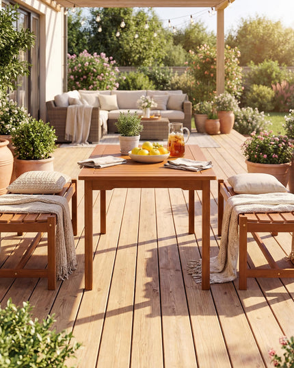 Giantex Solid Wood Patio Bench Backless Outdoor Bench with Curved Slatted Seat