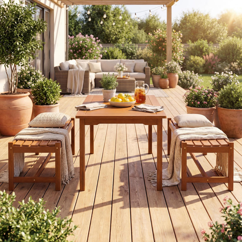 Giantex Solid Wood Patio Bench Backless Outdoor Bench with Curved Slatted Seat