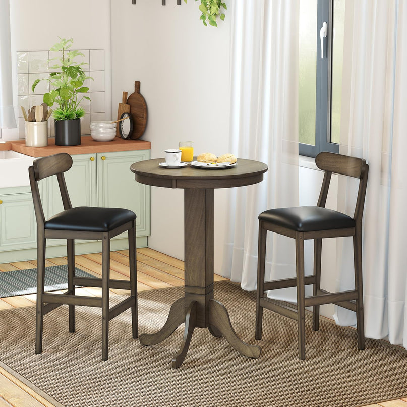 Giantex 29.5" Upholstered Bar Height Stools with Rubber Wood Legs Set of 2/4
