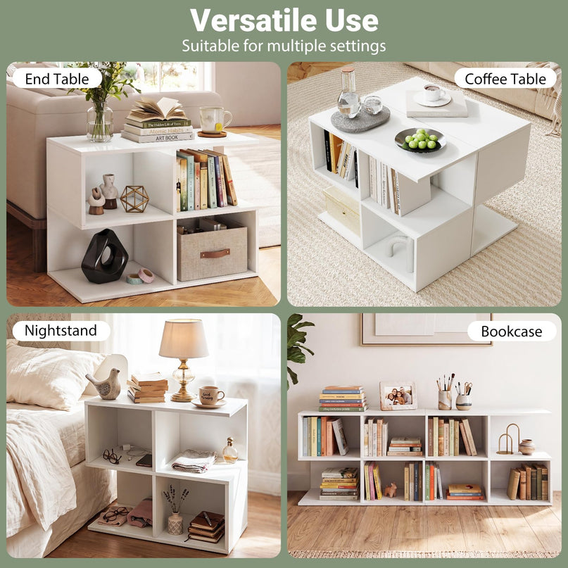 Giantex 4-Cube Book Shelf | 17" Modern S-Shaped Couch End Sofa Side Table with Storage (1/2)