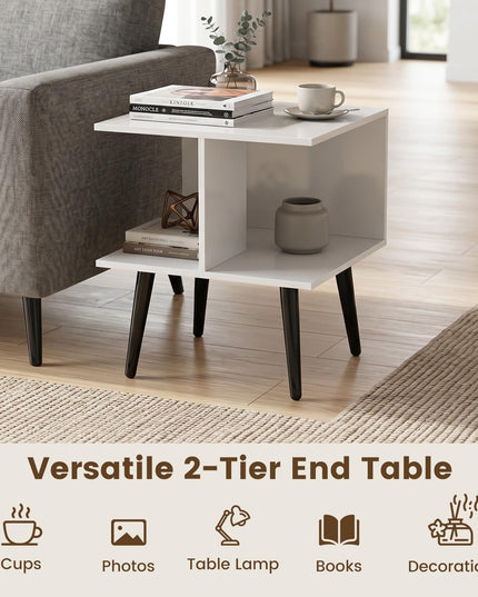 Giantex 2-Tier Modern Bedside Sofa End Table with 2 Storage Compartments (1/2)