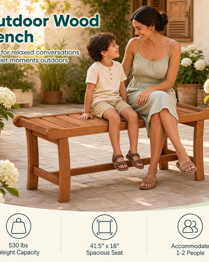 GIANTEX 2-Person Outdoor Wood Benches with Slatted Seats