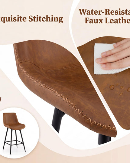 GIANTEX 24 Inch Faux Leather Upholstered Bar Stools Set of 2/4