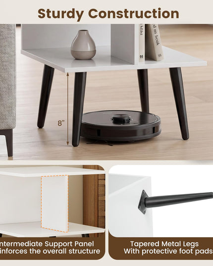 Giantex 2-Tier Modern Bedside Sofa End Table with 2 Storage Compartments (1/2)