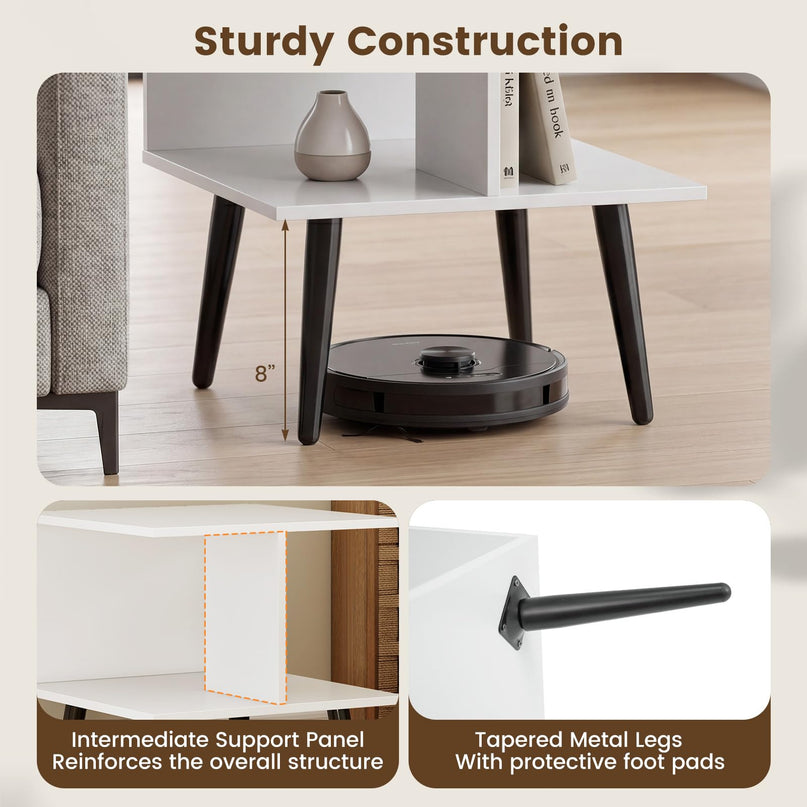 Giantex 2-Tier Modern Bedside Sofa End Table with 2 Storage Compartments (1/2)