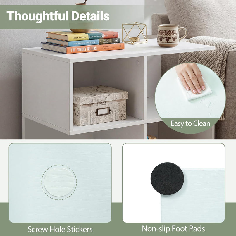 Giantex 4-Cube Book Shelf | 17" Modern S-Shaped Couch End Sofa Side Table with Storage (1/2)
