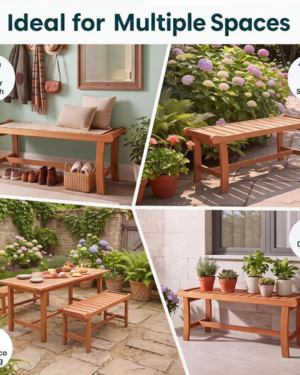 GIANTEX 2-Person Outdoor Wood Benches with Slatted Seats