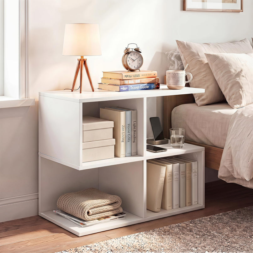 Giantex 4-Cube Book Shelf | 17" Modern S-Shaped Couch End Sofa Side Table with Storage (1/2)