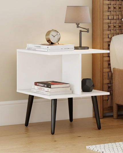Giantex 2-Tier Modern Bedside Sofa End Table with 2 Storage Compartments (1/2)