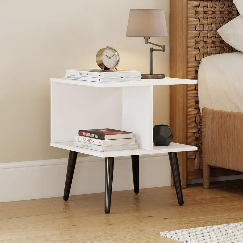 Giantex 2-Tier Modern Bedside Sofa End Table with 2 Storage Compartments (1/2)