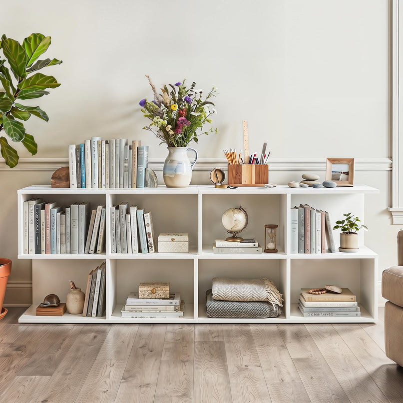 Giantex 4-Cube Book Shelf | 17" Modern S-Shaped Couch End Sofa Side Table with Storage (1/2)