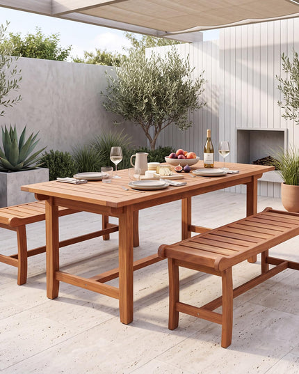 GIANTEX 2-Person Outdoor Wood Benches with Slatted Seats