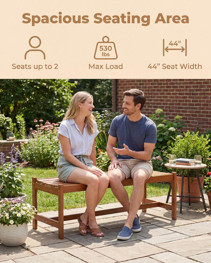 Giantex Solid Wood Patio Bench Backless Outdoor Bench with Curved Slatted Seat