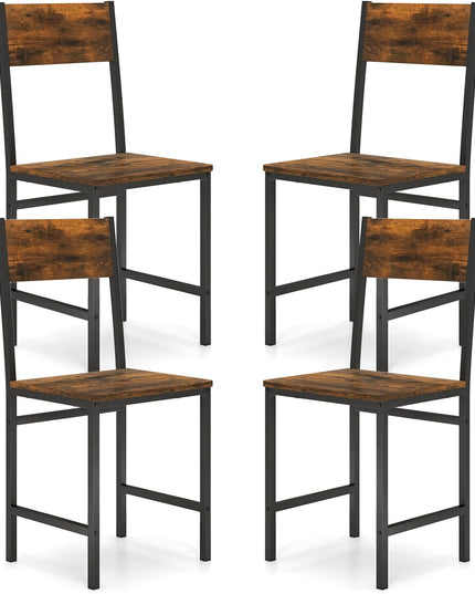 Giantex Dining Chairs Set, Industrial Kitchen Chairs with Metal Legs, Slanted Back