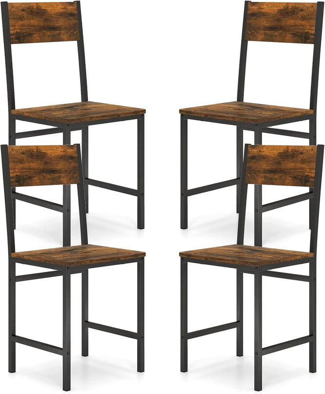 Giantex Dining Chairs Set, Industrial Kitchen Chairs with Metal Legs, Slanted Back