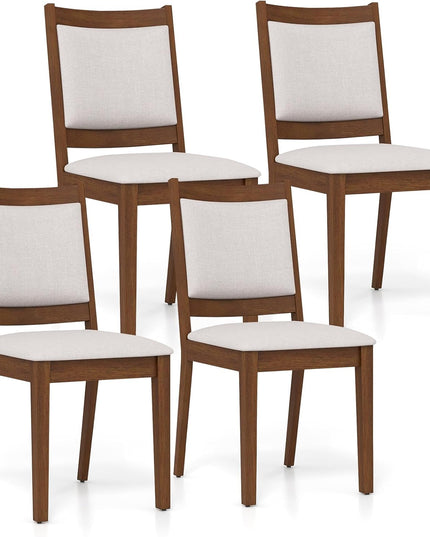 Giantex Upholstered Dining Chairs Set of 2/4, Modern Farmhouse Kitchen Chairs w/Padded Backrest & Cushioned Seat, Rubber Wood Frame