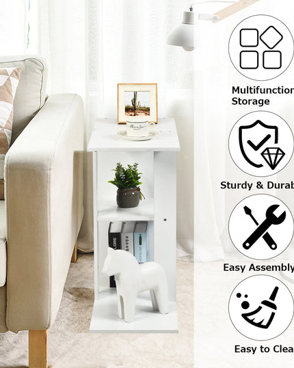 Giantex End Table C Shaped Side Table with Storage Shelf Snack Table TV Tray for Coach