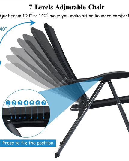 Set of 2 Patio Chairs, Folding Chairs with Adjustable Backrest