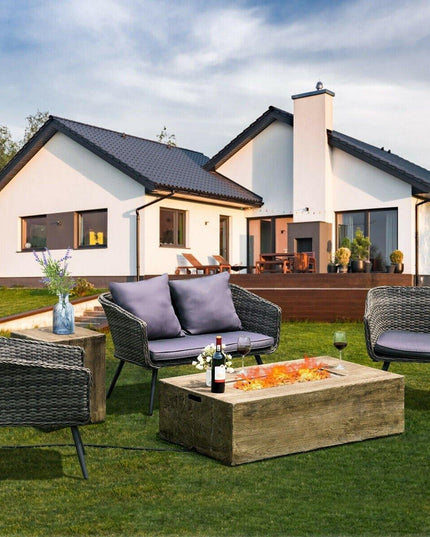 2-Piece Propane Fire Pit Table Set with 20 Gallon Tank Side Table - Giantexus