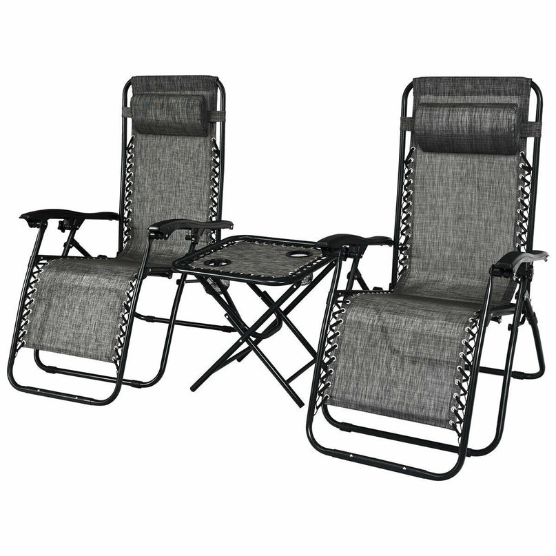 Giantex 3 PCS Zero Gravity Chair Patio Chaise Lounge Chairs, Beige
