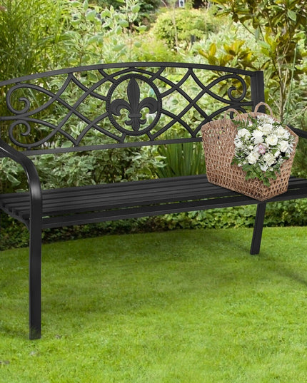 Giantex 50inch Patio Garden Bench,Outdoor Loveseat with Pattern Backrest